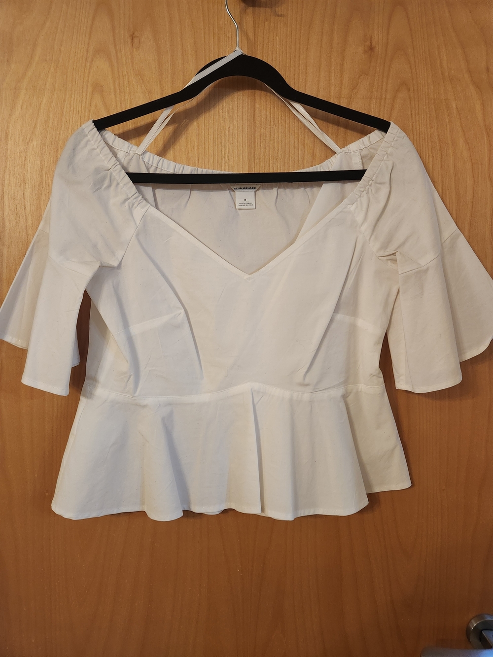 Women's White Cotton Off-Shoulder Peplum Top